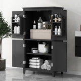Elegant Bathroom Floor Storage Cabinet, Bathroom Storage Unit, Freestanding Cabinet with 4 Doors, N725P188461B