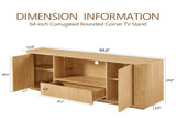 64-Inch Wavy TV Stand, Rounded Sideboard, Storage Cabinet, Wooden Vertical Stripe Cabinet for Living W1162P388448