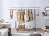 Double Clothing Garment with Shelves Capacity 800lbs Clothings on Wheels Rolling Clothes 27649817