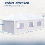 ZUN 10x30' Wedding Party Canopy Tent Outdoor Gazebo with 8 Removable Sidewalls W121270358