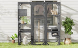 Outdoor Cat House, DIY Cat Enclosure, Cat Catio with Double Enter Doors, 62.8"L x 32.2"W x68.5"H N719P283198R