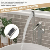 Freestanding Bathtub Faucet Waterfall Tub Filler Brushed Nickel Floor Mount Brass Bathroom Faucets W1243P316370