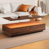 Modern Walnut Rectangular LED Lights Coffee Table with 2 drawers in 47.2" N735P250962D