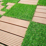 ZUN Artificial Realistic Grass Tiles, Grass Interlocking Synthetic Thick Turf Flooring,8Pcs 12"Lx12"W 75634213