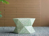 19x19x20" Tapered Green Garden Capiz Stool, Accent Side Table W2078P487549