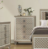 Glamorous Champagne Finish 1pc Chest of 4 Drawers Acrylic Feet Luxury Bedroom Furniture Beveled B011P172674