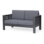 ZUN Acacia Wood Outdoor Loveseat and Coffee Table Set with Cushions, Dark Gray 70844.00DGRY