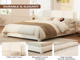 Boucle Queen Bed Frame with Adjustable Height Modern Platform Bed with Curved Cloud N733P439495K