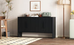 ZUN TREXM 4-Door Large Storage Retro Sideboard with Adjustable Shelves and Long Handles for Kitchen, N715P190423B