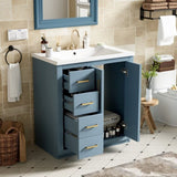 30'' Bathroom with Ceramic Sink Combo,Solid Wood Frame Bathroom Storage Cabinet, Freestanding N710P191970M