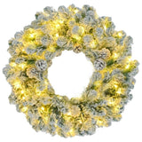 6FT Snow Flocked Christmas, Pre-Lit Set with & Garland & Wreath, Artificial Hinged Xmas 94870268