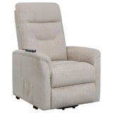 Beige Upholstered Power Lift Recliner with Storage Pocket B062P145449