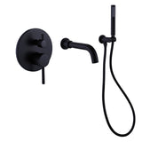 2-Handle Tub Spot Wall Mount Rain Mixer Shower Faucet Tub and Shower Faucet with Hand Shower in SOBD858MB