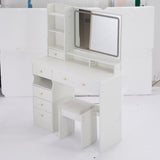 41" Large Size Left Drawer Desktop Vanity TableCushioned Stool, Extra Large Touch Control LED W3258P296790