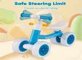 4 Wheel Kids Balance Bike with Light Up Wheels, 3 Level Adjustable Height Toddler Push Bike , No 42047037