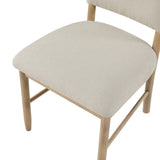 Natural Finish Dining Side Chairs Set of 2, Beige Fabric Upholstered Seat Back Classic Luxury Dining B011P285301
