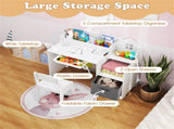 Kids Table and Chair Set with Storage Drawers House-Shaped Study Desk for Playroom Bedroom- White 77469189