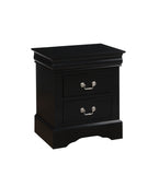 Black Finish Traditional Bedroom Wooden Nightstand 1pc Louis Philippe Style Furniture Two Drawers B011P317178