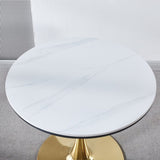 31.5"GOLDEN AND WHITE Tulip Table Mid-century Dining Table for 2-4 people With Round Mdf Table Top, W234P156697