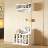 ZUN ON-TREND Shoe Storage Bench with Shelves and 4 Hooks, Elegant Hall Tree with Wall Mounted Coat Rack, WF313576AAK