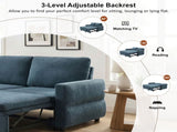 Convertible Sofa Bed 62.75" Sleeper Sofa Loveseat Sofa Couch with Adjustable Backrest and USB Ports N719P390439C