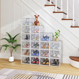 18-Piece Medium White Plastic Mesh Shoe Box Set - 35.00*25.00*19.00cm, Modular Design for Home 07293969
