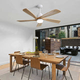 52 Inch Ceiling Fan With Dimmable LED Light 5 Solid Wood Blades Smart Remote Control Reversible DC W934P200090