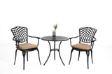 ZUN 3 Piece Patio Bistro Set Cast Aluminum Bistro Table and Chairs Set of 2 with Umbrella Hole,All W640P251289