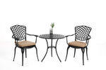 ZUN 3 Piece Patio Bistro Set Cast Aluminum Bistro Table and Chairs Set of 2 with Umbrella Hole,All 87240585