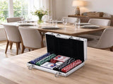 Poker Chip Set with Case, 200 Striped Chips, 2 Card Decks, 5 Dice, Dealer Button, Complete Poker 10664689