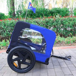 ZUN Blue High Quality 16 inch air wheel Pet Bike Trailer for Dogs Foldable Bicycle Pet Trailer 69956740