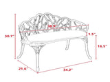 Tulip Patio Garden Bench Metal Park Bench Cast Aluminum Outdoor Furniture with Floral Rose for 38328012