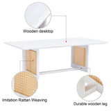 Chinese style white solid wood and imitation rattan coffee rectangular solid wood coffee low W1151128046