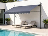 98" Manual Retractable Patio Awning, Height Adjustable Sunshade Canopy with Crank Handle, for 88958549