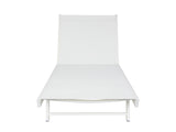 Outdoor Chaise Lounge Set of 2, 5-Position Adjustable Backrest, White Steel Frame with Textilence N770P395917K