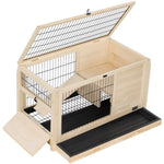 ZUN Wooden Rabbit Hutch Indoor Bunny House for Small Animals with Plastic Tray W142763449