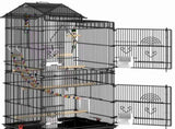62" Large Metal Bird cage with Rolling Stand, Slide-Out Tray,3 Perches and 4 Feeders, Black 56675370