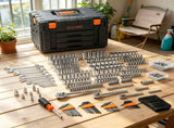 450-Piece Mechanics Tool Set, 1/4" 3/8" 1/2" Drive SAE & Metric Socket Set with Bits, Hex & 41473160