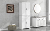 ZUN Bathroom Storage Cabinet with Doors and Drawer, Multiple Storage Space, Adjustable Shelf, White 47035858