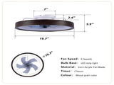 20" Modern Flush Mount Ceiling Fans with Lights Kit , 3000-6500K Dimmable LED Fan Light, 6 W3596P458001