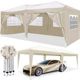 ZUN 10'x20' EZ Pop Up Canopy Outdoor Portable Party Folding Tent with 6 Removable Sidewalls Carry Bag W1205106019