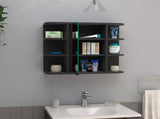 Medicine Cabinet 19" H, Six External Shelves, Three Interior Shelves, Black B097133145
