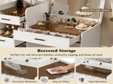 3-in-1 Vanity Desk with Flip Top Mirror, Glass Top Compact Makeup Vanity & Hidden Storage, Vanity N704P391337K