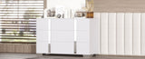 ZUN Elegant Modern Dresser with Metal Handle,Mirrored Storage Cabinet with 6 Drawers for Bedroom,Living WF319354AAK