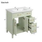 30" Bathroom Vanity with Ceramic Sink, Modern Storage Cabinet with Soft-Close Doors, Deep Drawer & N729P276610F