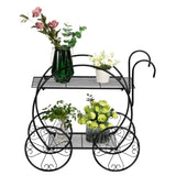 ZUN Paint With Handle Cart Shape 2 Layer Plant Stand Black 98903274