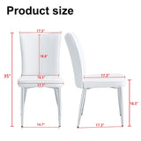 Modern minimalist dining chairs, office chairs. 4-piece set of white PU seats with silver metal W1151P268760