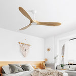 ZUN 60 Inch Indoor Modern Ceiling Fan With 3 Color Dimmable 6 Speed Remote Control 3 Solid Wood Blade W934P145959