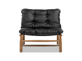 Oxford 26.5" Leather Mid-Century Modern Accent Chair, Noir Black Leather B2719P290775