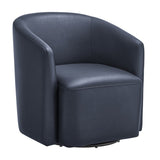 Ardena Midnight Blue Faux Leather Swivel Barrel Chair B050P322594
